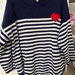 Heart sweater with stripes